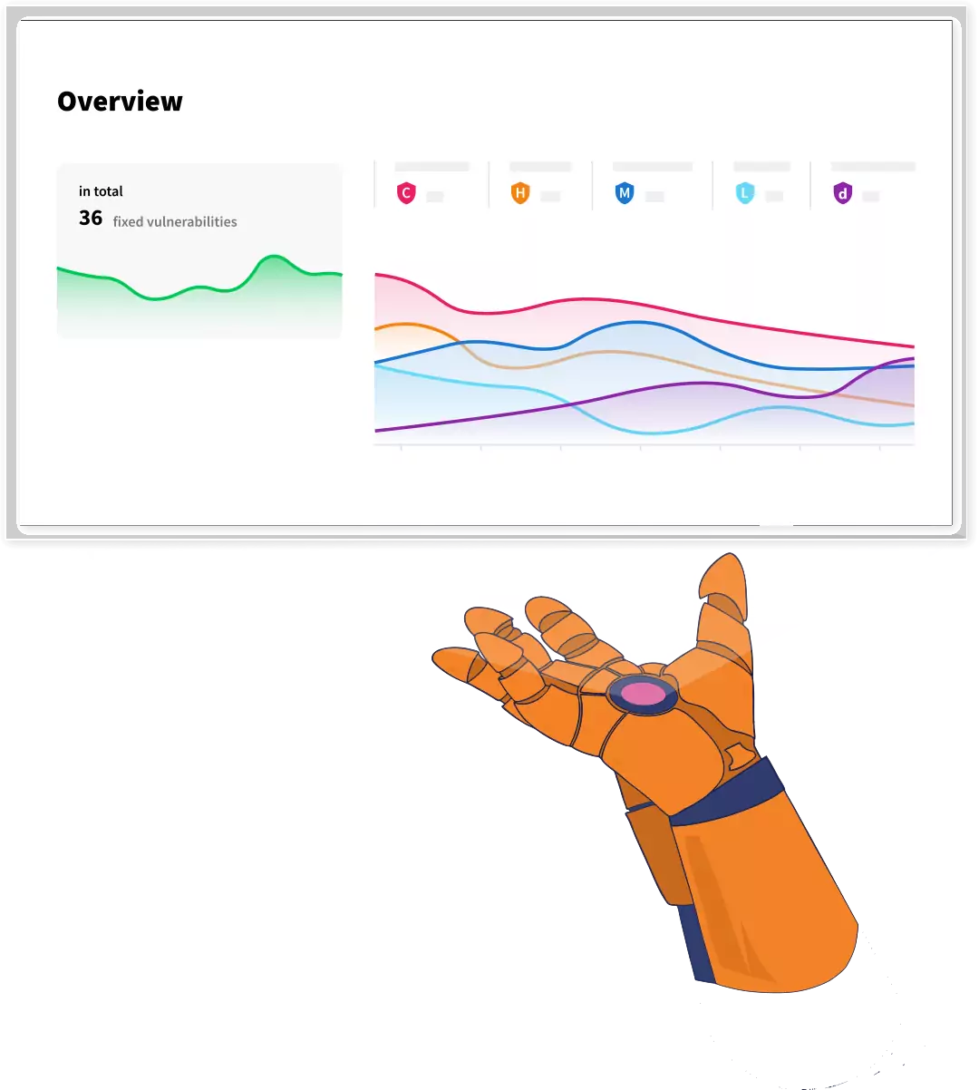 illustration android hand showing simplified service ui debricked