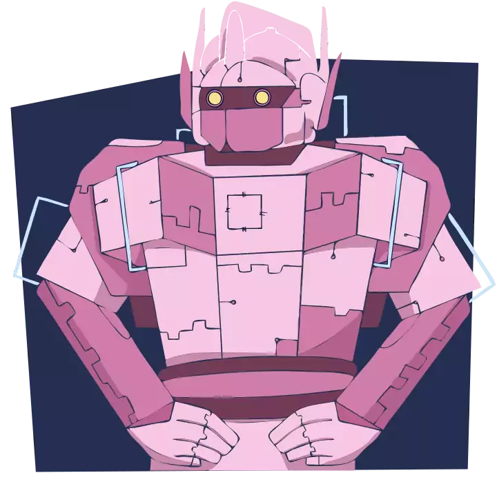 illustration of pink robot 