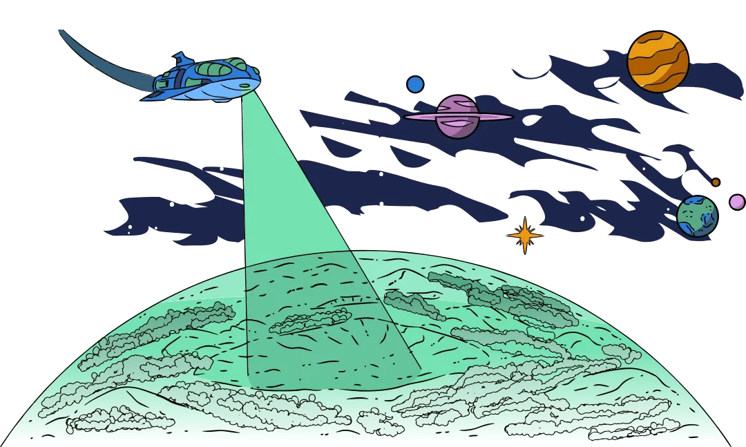 illustration spaceship searching planets galaxy debricked.webp